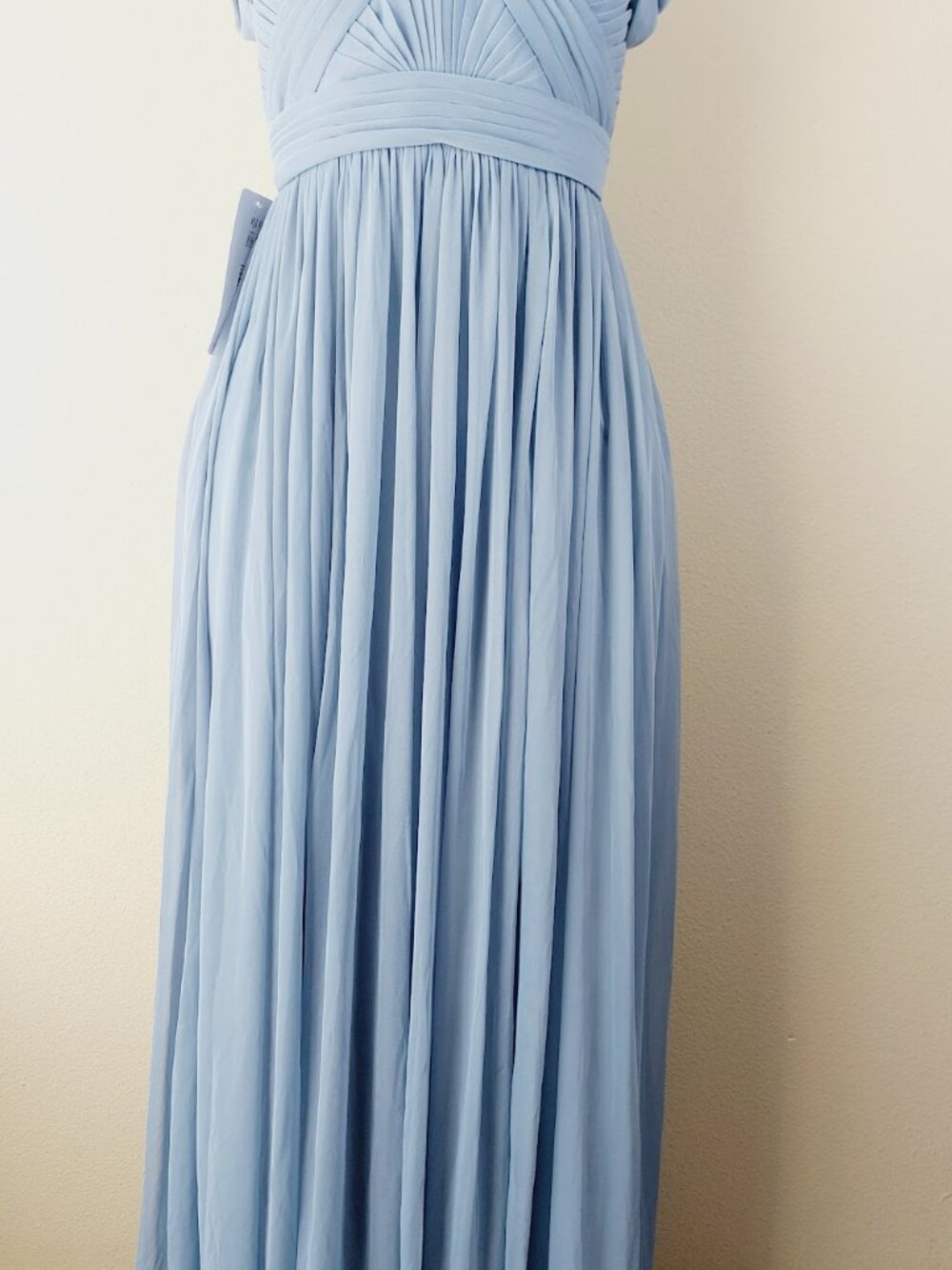 Azazie Women's Dusty Blue Calla Stretch-Mesh Long Maxi Bridesmaid Dress Size 10 - Picture 5 of 16